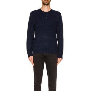 Schott Button Henley Sweater in Black Small New Mens Long Sleeve Top